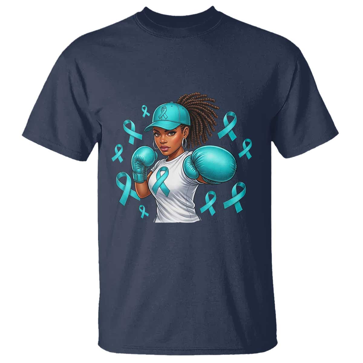 Black Women Fight Sexual Assault Awareness T Shirt African American Teal Ribbon Support TS10 Navy Print Your Wear