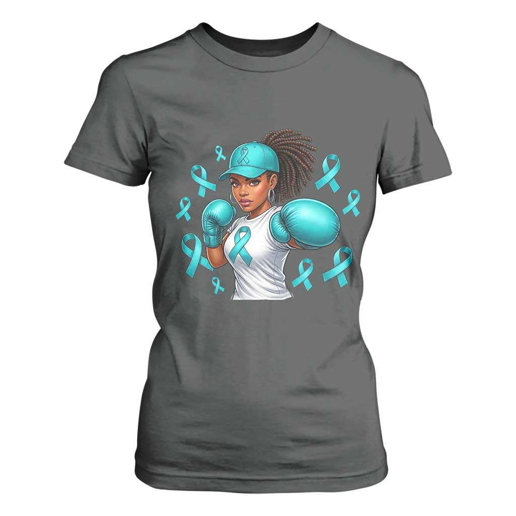 Black Women Fight Sexual Assault Awareness T Shirt For Women African American Teal Ribbon Support TS10 Dark Heather Print Your Wear