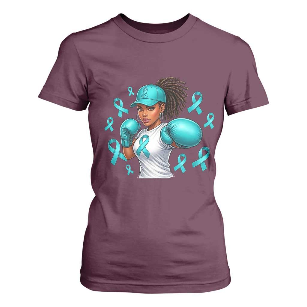 Black Women Fight Sexual Assault Awareness T Shirt For Women African American Teal Ribbon Support TS10 Maroon Print Your Wear