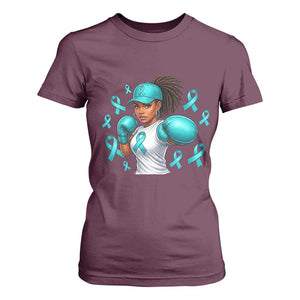 Black Women Fight Sexual Assault Awareness T Shirt For Women African American Teal Ribbon Support TS10 Maroon Print Your Wear