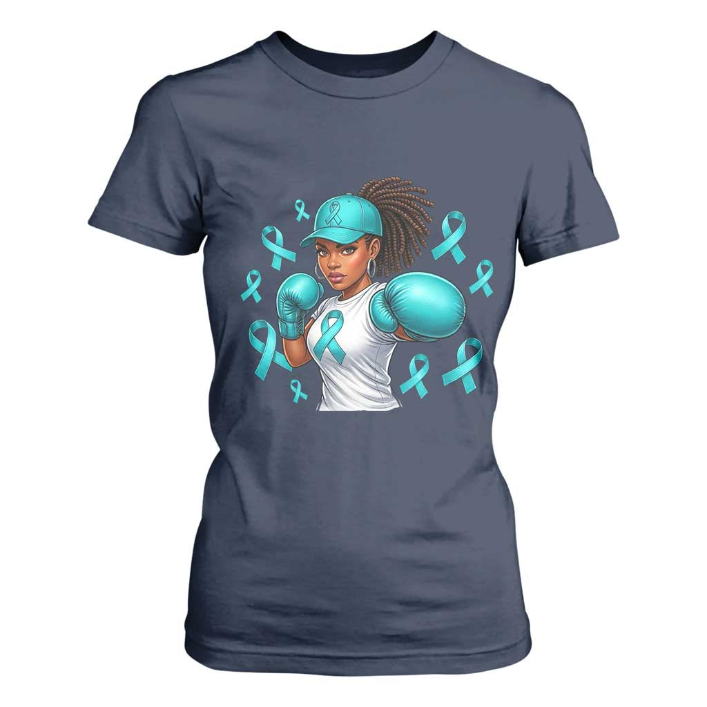 Black Women Fight Sexual Assault Awareness T Shirt For Women African American Teal Ribbon Support TS10 Navy Print Your Wear
