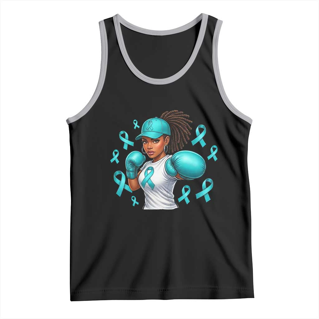 Black Women Fight Sexual Assault Awareness Tank Top African American Teal Ribbon Support TS10 Black Athletic Heather Print Your Wear