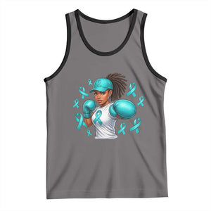 Black Women Fight Sexual Assault Awareness Tank Top African American Teal Ribbon Support TS10 Deep Heather Black Print Your Wear