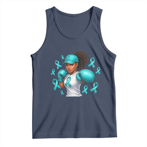 Black Women Fight Sexual Assault Awareness Tank Top African American Teal Ribbon Support TS10 Navy Print Your Wear