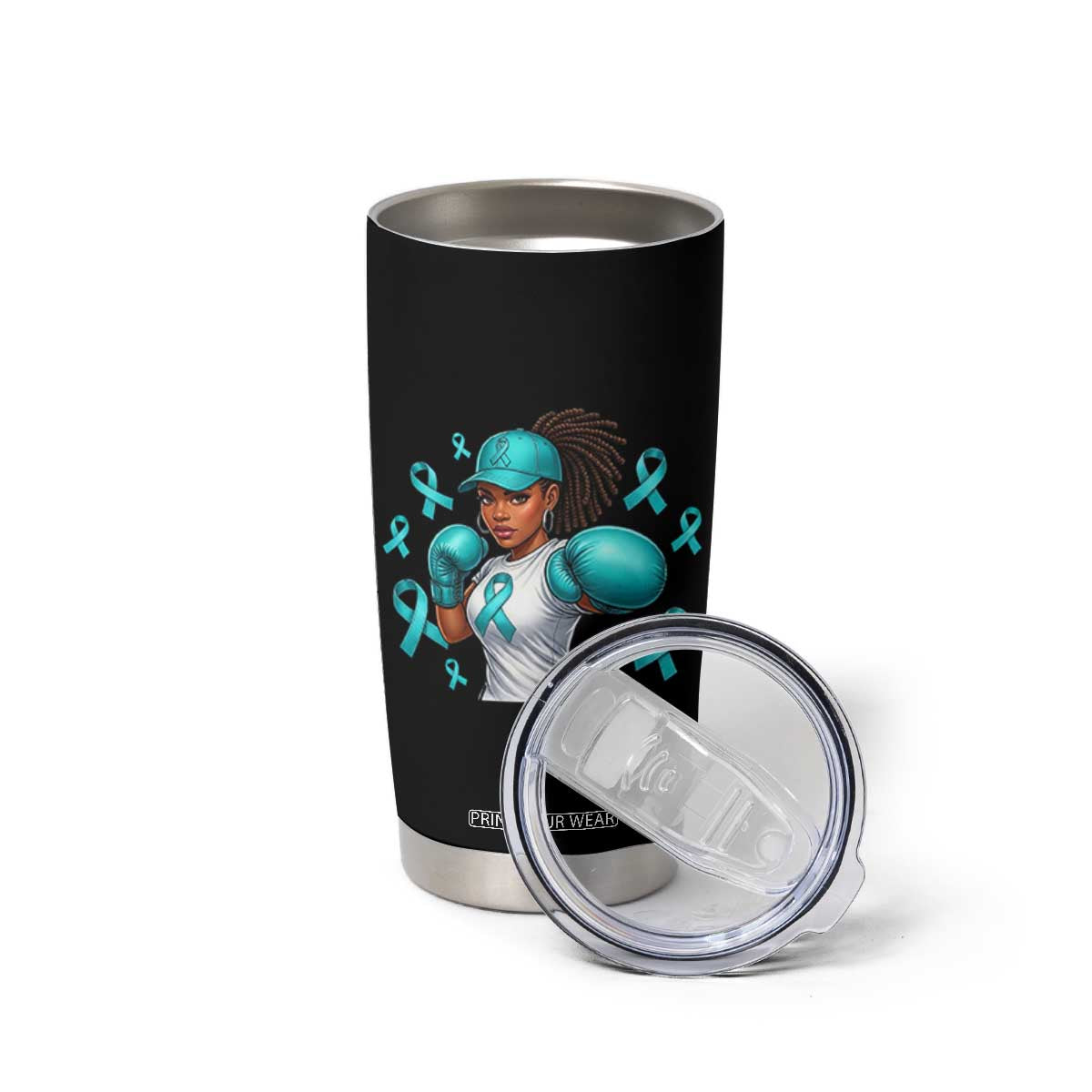 Black Women Fight Sexual Assault Awareness Tumbler Cup African American Teal Ribbon Support TS10 Print Your Wear