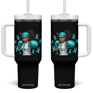 Black Women Fight Sexual Assault Awareness Tumbler With Handle African American Teal Ribbon Support TS10 One Size: 40 oz Black Print Your Wear
