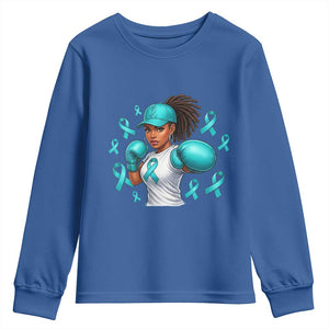 Black Women Fight Sexual Assault Awareness Youth Sweatshirt African American Teal Ribbon Support TS10 Royal Blue Print Your Wear
