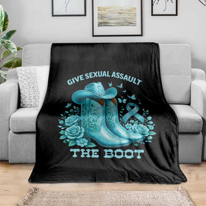 Give Sexual Assault The Boot Throw Blanket Cowgirl Awareness Month Teal Ribbon Support TS10 Print Your Wear