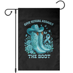 Give Sexual Assault The Boot Garden Flag Cowgirl Awareness Month Teal Ribbon Support TS10 Black Print Your Wear