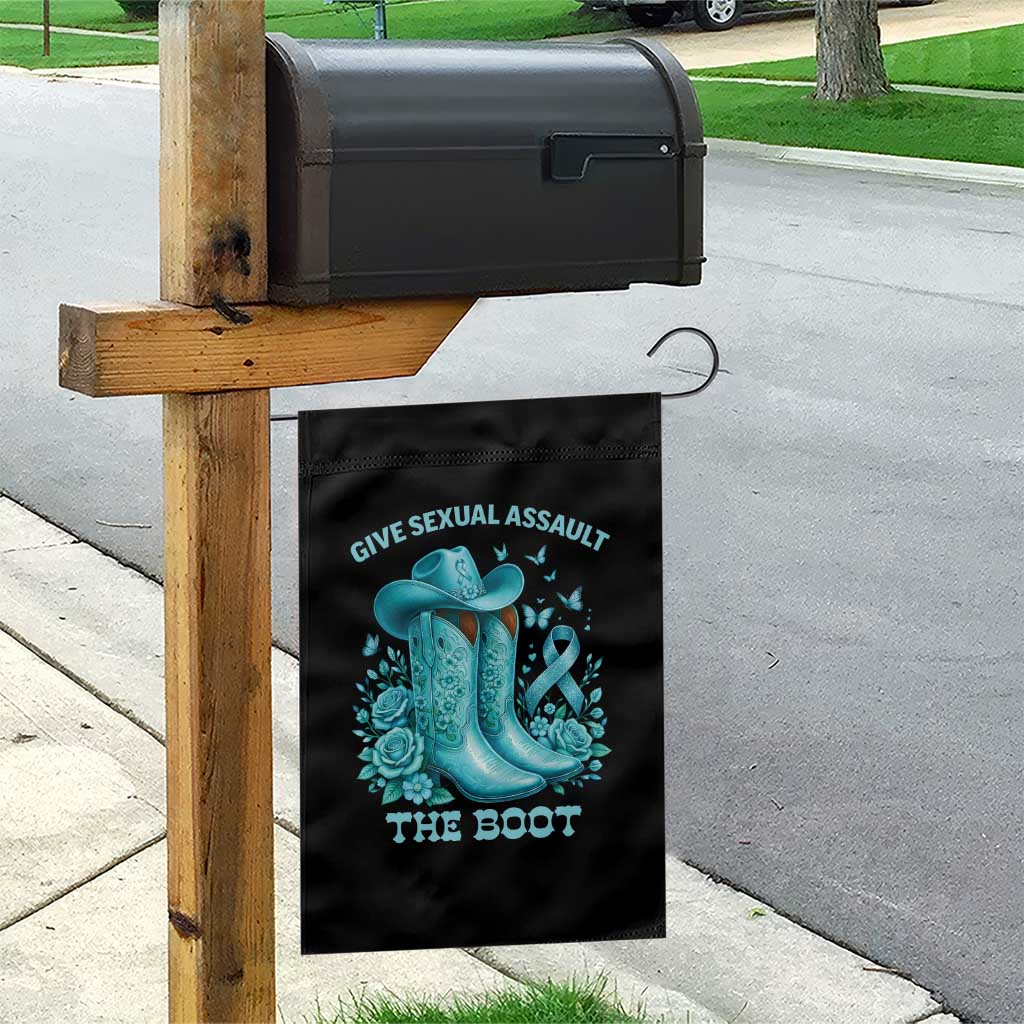 Give Sexual Assault The Boot Garden Flag Cowgirl Awareness Month Teal Ribbon Support TS10 Print Your Wear
