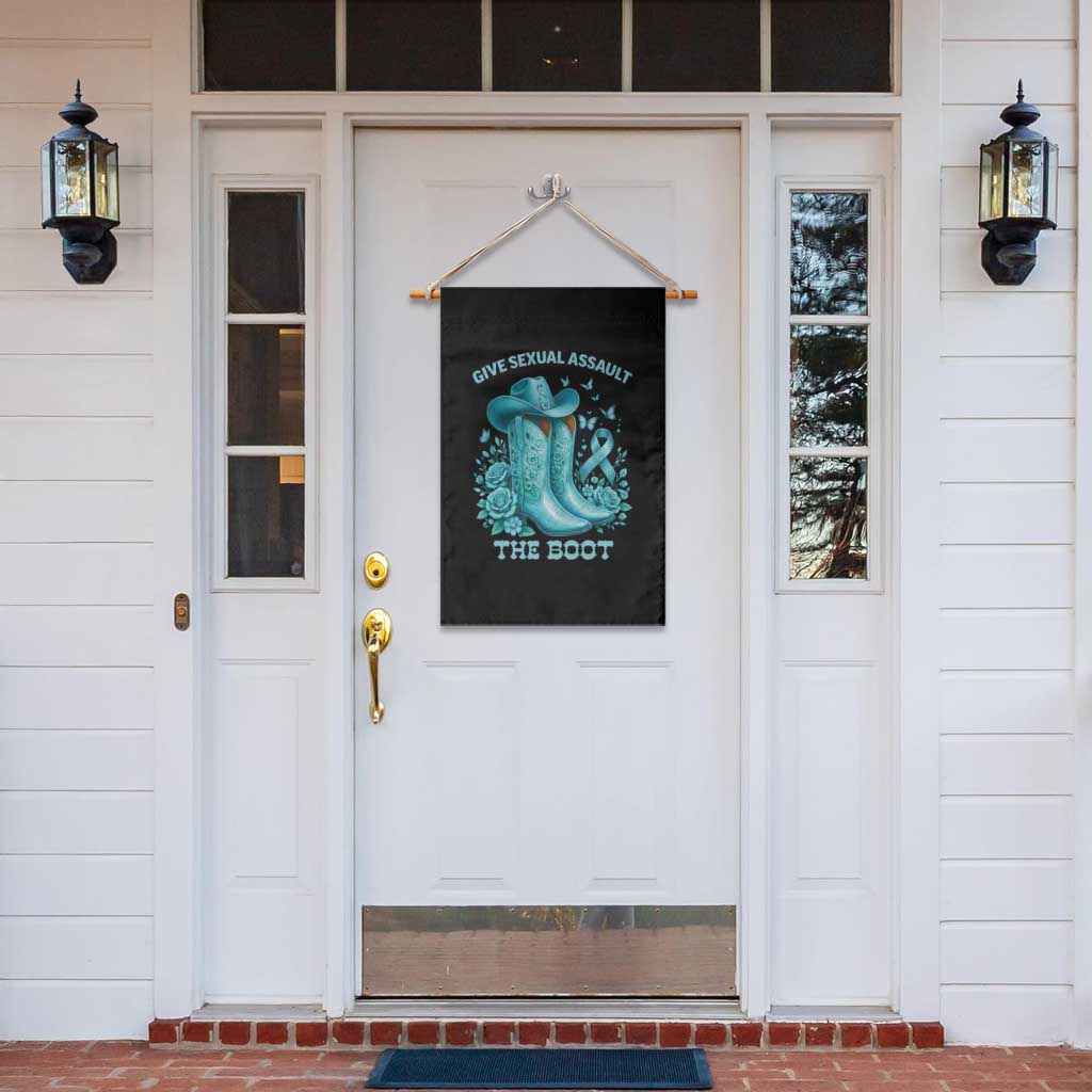 Give Sexual Assault The Boot Garden Flag Cowgirl Awareness Month Teal Ribbon Support TS10 Print Your Wear