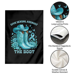 Give Sexual Assault The Boot Garden Flag Cowgirl Awareness Month Teal Ribbon Support TS10 Print Your Wear