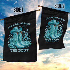 Give Sexual Assault The Boot Garden Flag Cowgirl Awareness Month Teal Ribbon Support TS10 Print Your Wear