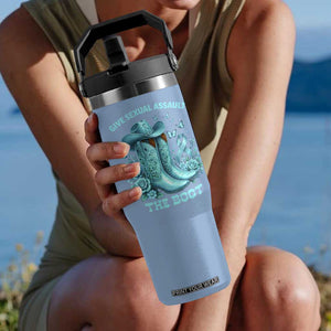 Give Sexual Assault The Boot Flip Straw Tumbler Cowgirl Awareness Month Teal Ribbon Support TS10 One Size: 30 oz Light Blue Print Your Wear