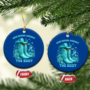 Give Sexual Assault The Boot Ceramic Ornament Cowgirl Awareness Month Teal Ribbon Support TS10 1pc Blue Print Your Wear