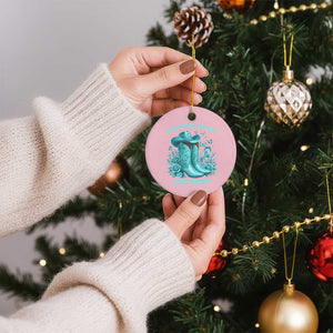 Give Sexual Assault The Boot Ceramic Ornament Cowgirl Awareness Month Teal Ribbon Support TS10 1pc Light Pink Print Your Wear