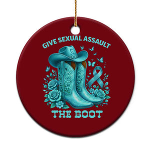 Give Sexual Assault The Boot Ceramic Ornament Cowgirl Awareness Month Teal Ribbon Support TS10 1pc Red Print Your Wear