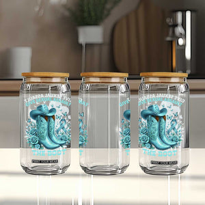 Give Sexual Assault The Boot Glass Can Cowgirl Awareness Month Teal Ribbon Support TS10 Print Your Wear
