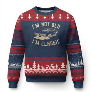 Funny Car Graphic Ugly Christmas Sweater Vintage I'm Not Old I'm Classic TS10 Navy Red Print Your Wear