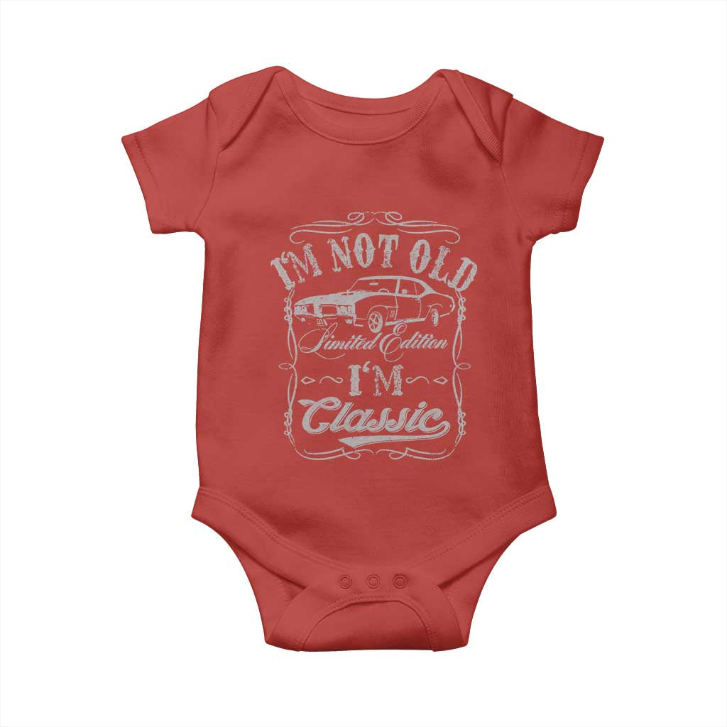 Funny Classic Car Guy Baby Onesie Vintage I'm Not Old I'm Classic TS10 Red Print Your Wear