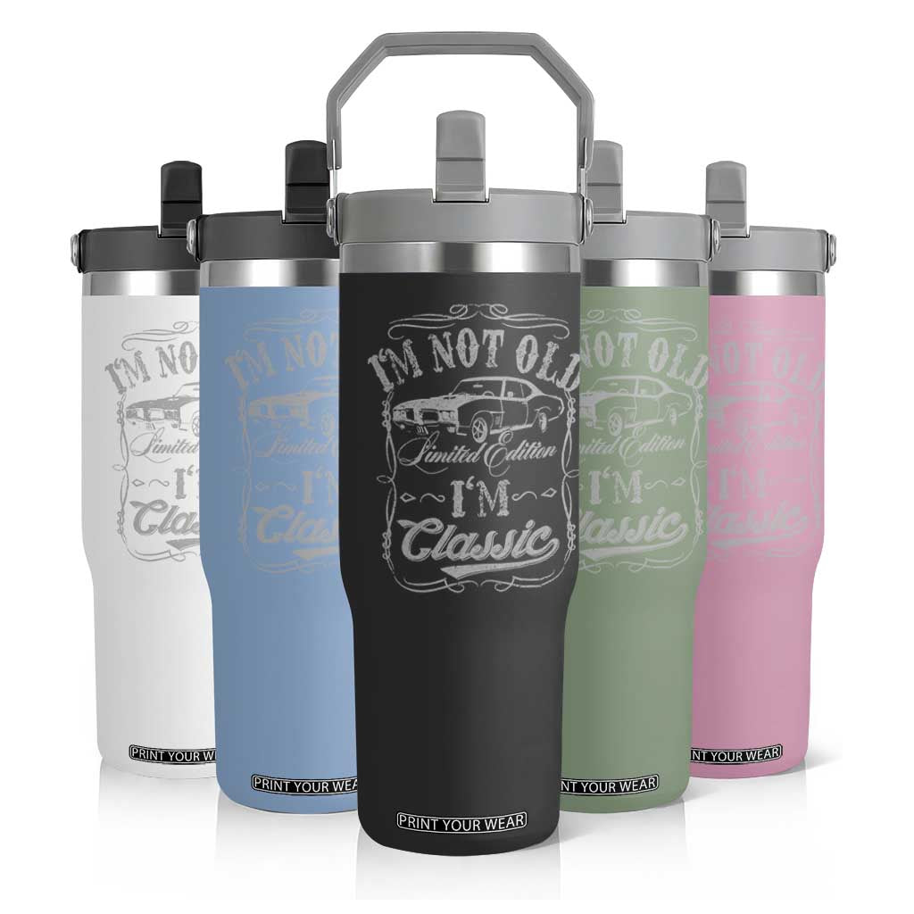 Funny Classic Car Guy Flip Straw Tumbler Vintage I'm Not Old I'm Classic TS10 Print Your Wear