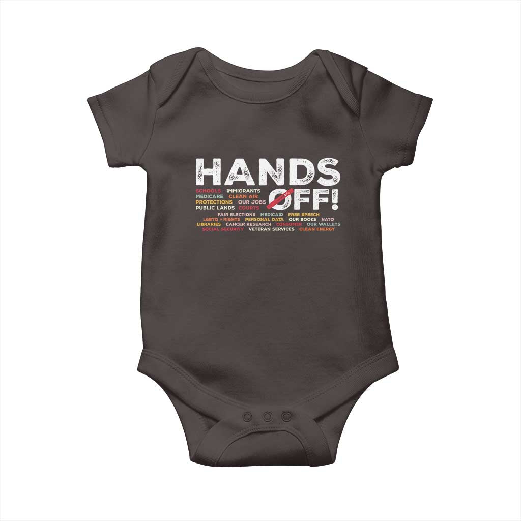 Hands Off Baby Onesie Social Security And Medicare Protest TS10 Dark Chocolate Print Your Wear