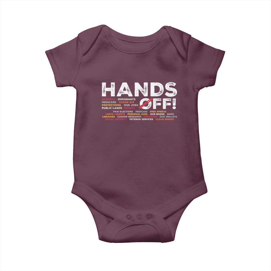 Hands Off Baby Onesie Social Security And Medicare Protest TS10 Maroon Print Your Wear