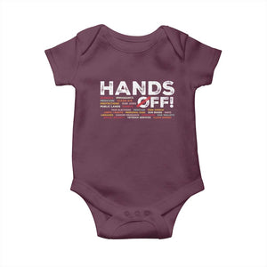 Hands Off Baby Onesie Social Security And Medicare Protest TS10 Maroon Print Your Wear