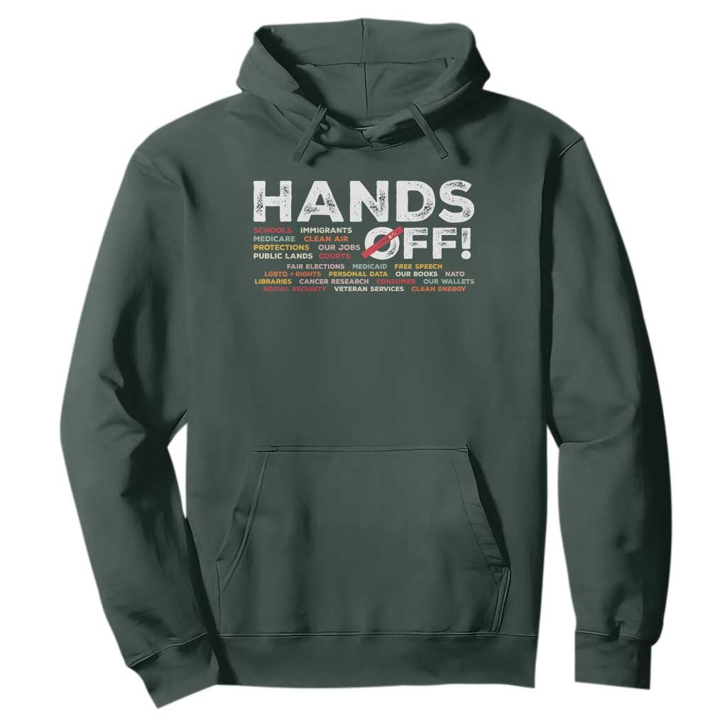 Hands Off Hoodie Social Security And Medicare Protest TS10 Dark Forest Green Print Your Wear