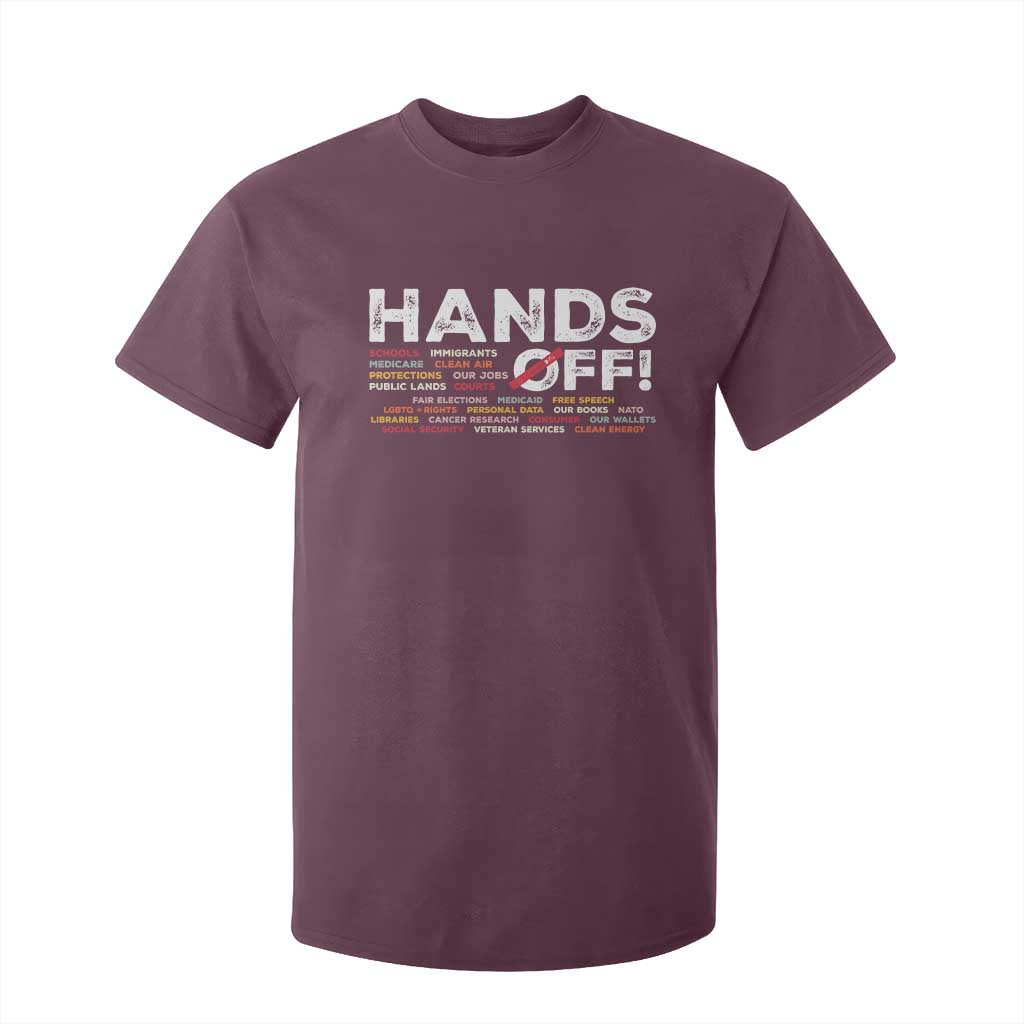 Hands Off T Shirt For Kid Social Security And Medicare Protest TS10 Maroon Print Your Wear
