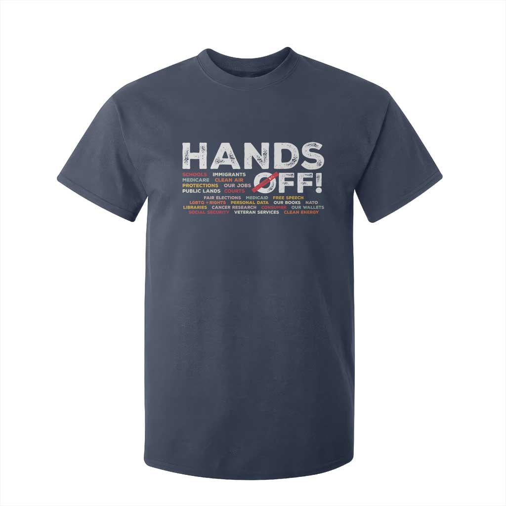 Hands Off T Shirt For Kid Social Security And Medicare Protest TS10 Navy Print Your Wear