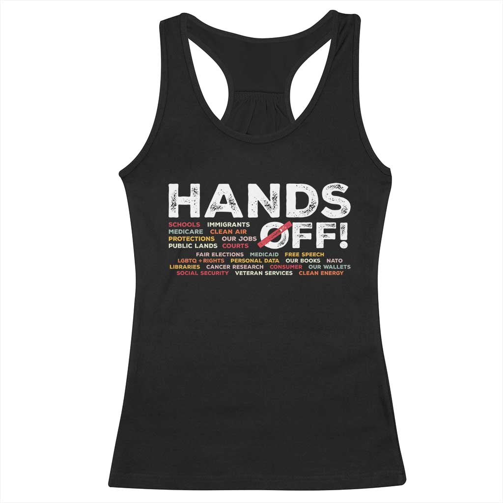 Hands Off Racerback Tank Top Social Security And Medicare Protest TS10 Black Print Your Wear