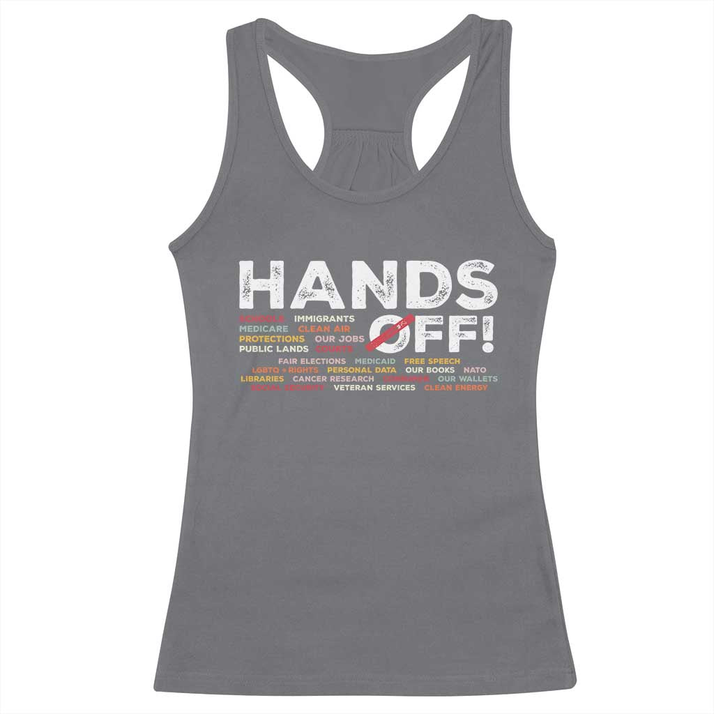 Hands Off Racerback Tank Top Social Security And Medicare Protest TS10 Charcoal Print Your Wear
