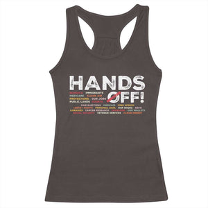 Hands Off Racerback Tank Top Social Security And Medicare Protest TS10 Dark Chocolate Print Your Wear