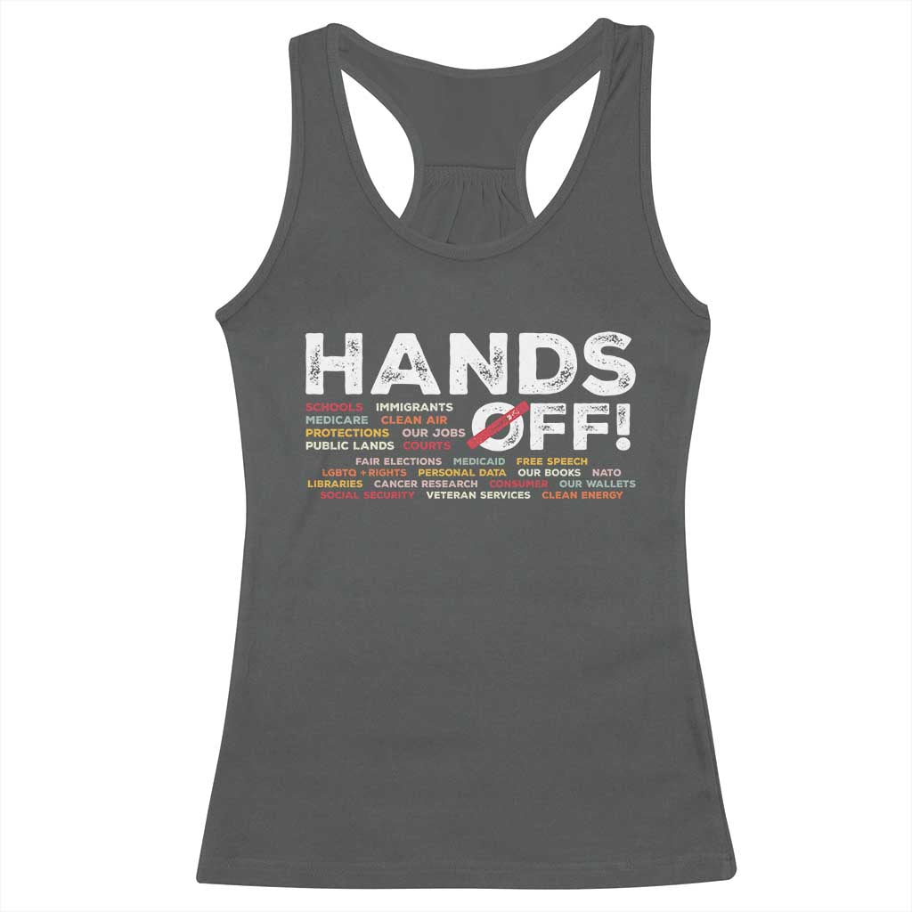 Hands Off Racerback Tank Top Social Security And Medicare Protest TS10 Dark Heather Print Your Wear