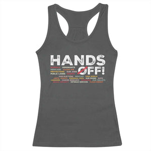 Hands Off Racerback Tank Top Social Security And Medicare Protest TS10 Dark Heather Print Your Wear
