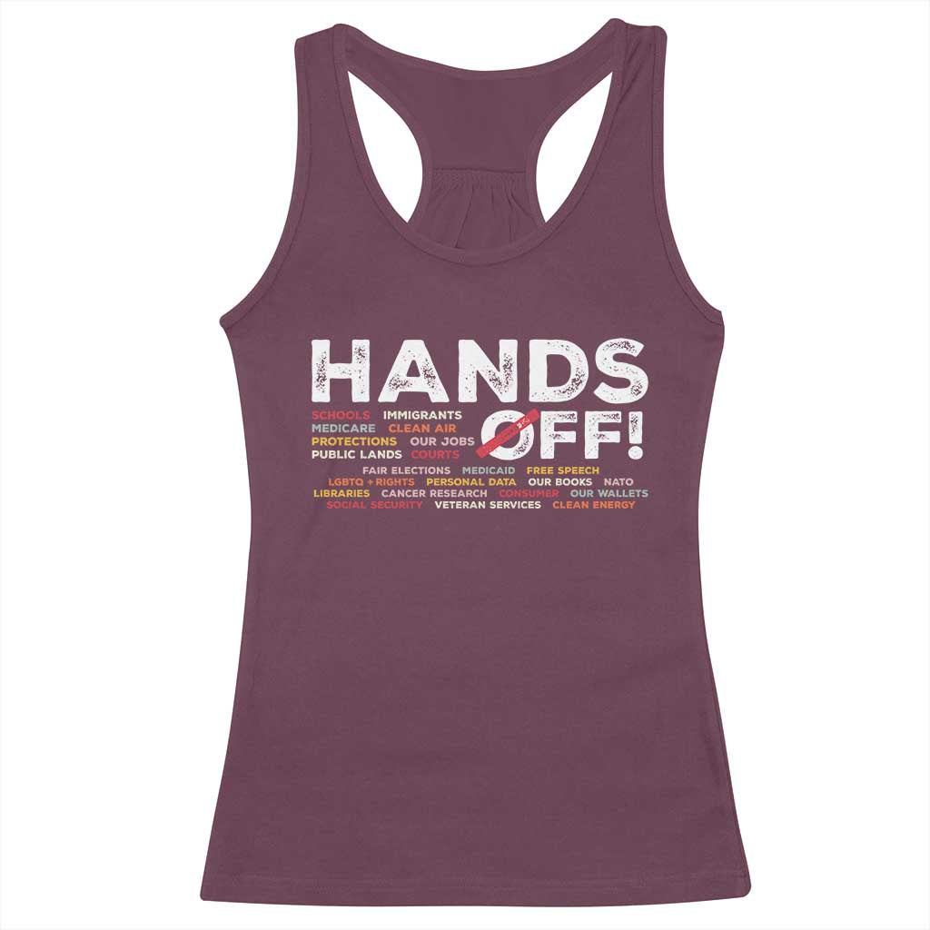Hands Off Racerback Tank Top Social Security And Medicare Protest TS10 Maroon Print Your Wear