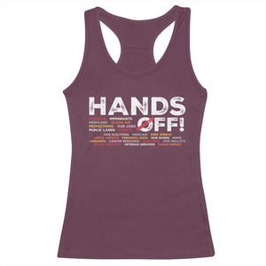 Hands Off Racerback Tank Top Social Security And Medicare Protest TS10 Maroon Print Your Wear
