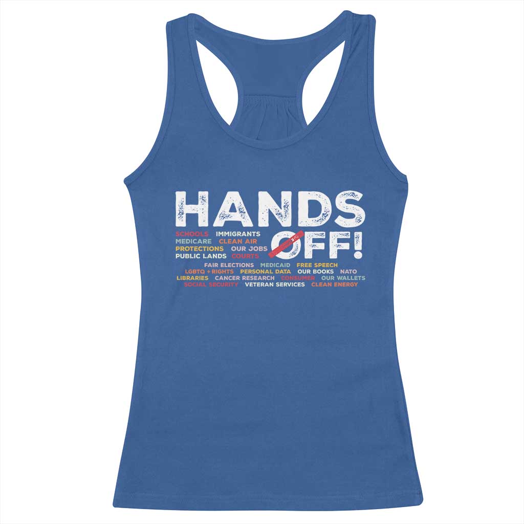 Hands Off Racerback Tank Top Social Security And Medicare Protest TS10 Royal Blue Print Your Wear