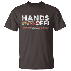 Hands Off T Shirt Social Security And Medicare Protest TS10 Dark Chocolate Print Your Wear