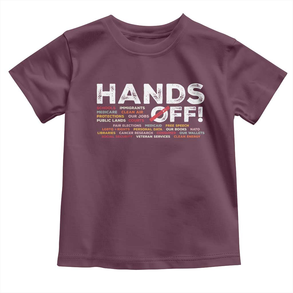 Hands Off Toddler T Shirt Social Security And Medicare Protest TS10 Maroon Print Your Wear