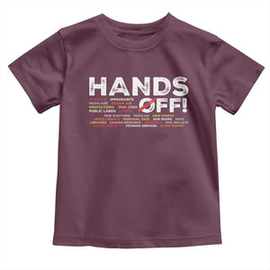 Hands Off Toddler T Shirt Social Security And Medicare Protest TS10 Maroon Print Your Wear