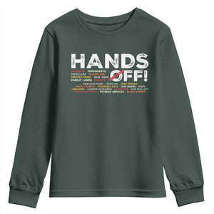 Hands Off Youth Sweatshirt Social Security And Medicare Protest TS10 Dark Forest Green Print Your Wear