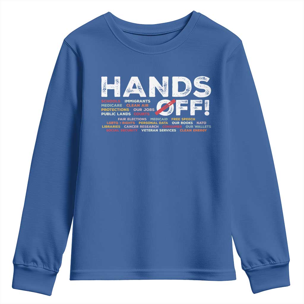 Hands Off Youth Sweatshirt Social Security And Medicare Protest TS10 Royal Blue Print Your Wear