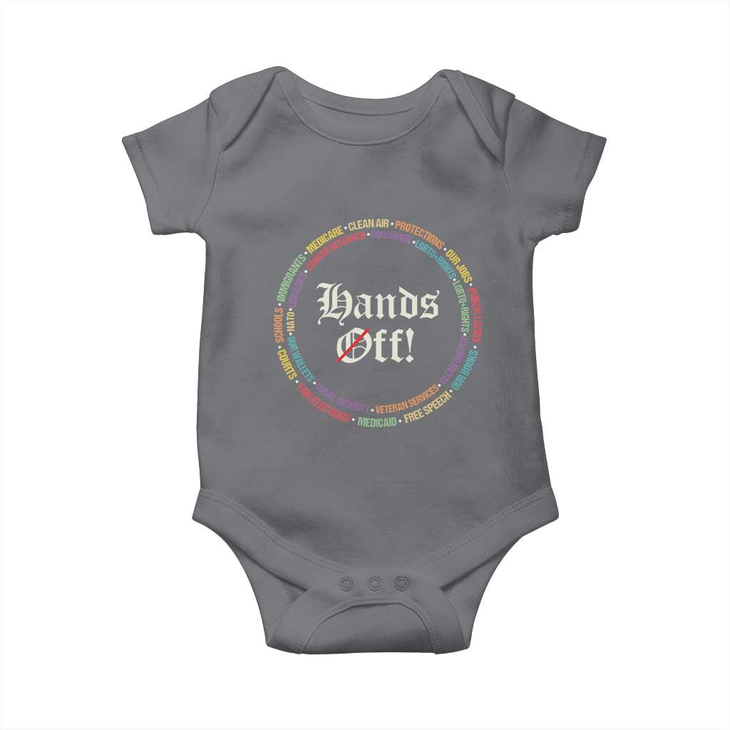 Hands Off Baby Onesie Human Rights Social Security And Medicare Protest TS10 Charcoal Print Your Wear
