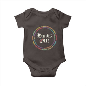 Hands Off Baby Onesie Human Rights Social Security And Medicare Protest TS10 Dark Chocolate Print Your Wear