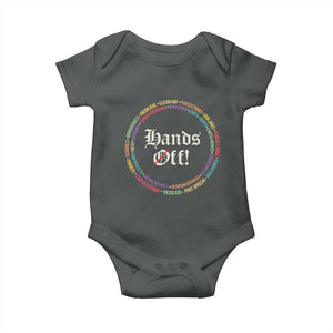 Hands Off Baby Onesie Human Rights Social Security And Medicare Protest TS10 Dark Heather Print Your Wear