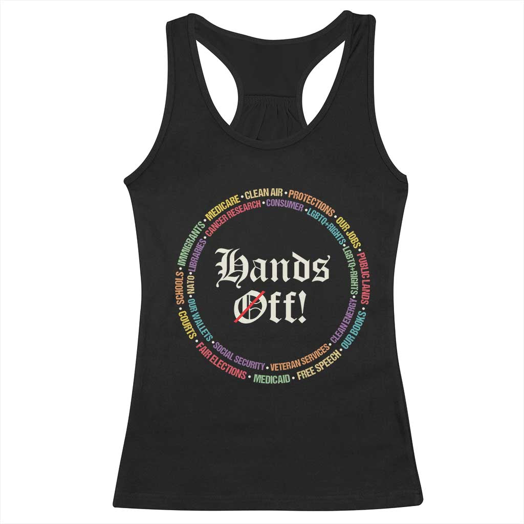 Hands Off Racerback Tank Top Human Rights Social Security And Medicare Protest TS10 Black Print Your Wear