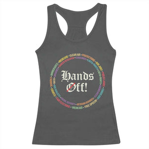 Hands Off Racerback Tank Top Human Rights Social Security And Medicare Protest TS10 Dark Heather Print Your Wear
