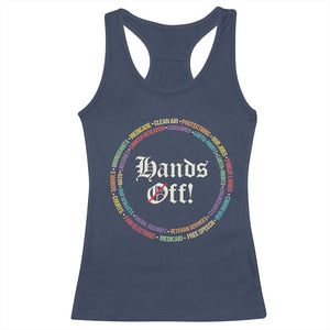 Hands Off Racerback Tank Top Human Rights Social Security And Medicare Protest TS10 Navy Print Your Wear